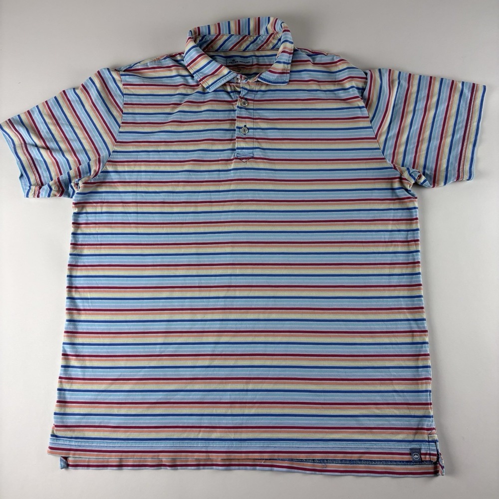 Peter Millar Men's Larg Golf Polo Shirt Pastel Rainbow Striped Pima Cotton Soft - Picture 1 of 8